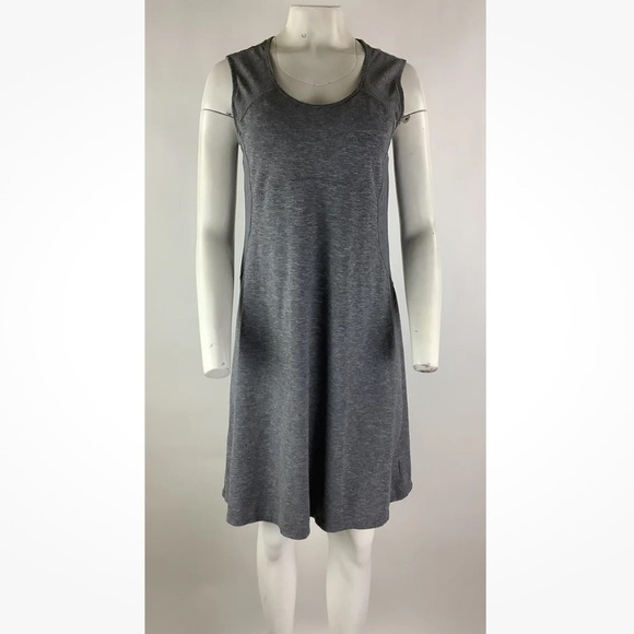 Prana Sz M Built In Bra Shelf A-Line Dress Gray Sleeveless Back Cut Out - Picture 1 of 7